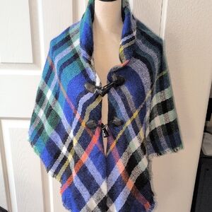 Plaid Toggle Closure Poncho